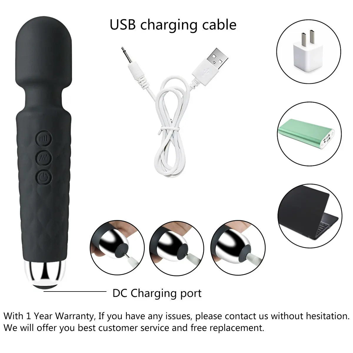 G-Spot Vibrator Wand - 20 Modes & 8 Speeds for Women