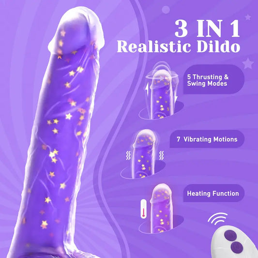 Zenzoone Cozy 3-in-1 realistic dildo with thrusting modes, multiple vibration motions and built-in heating function