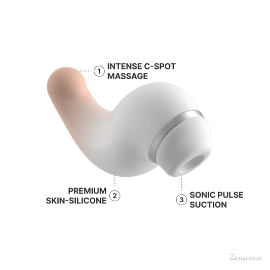 Zenzooone Luna C spot suction vibrator with ergonomic curved design and premium skin safe silicone