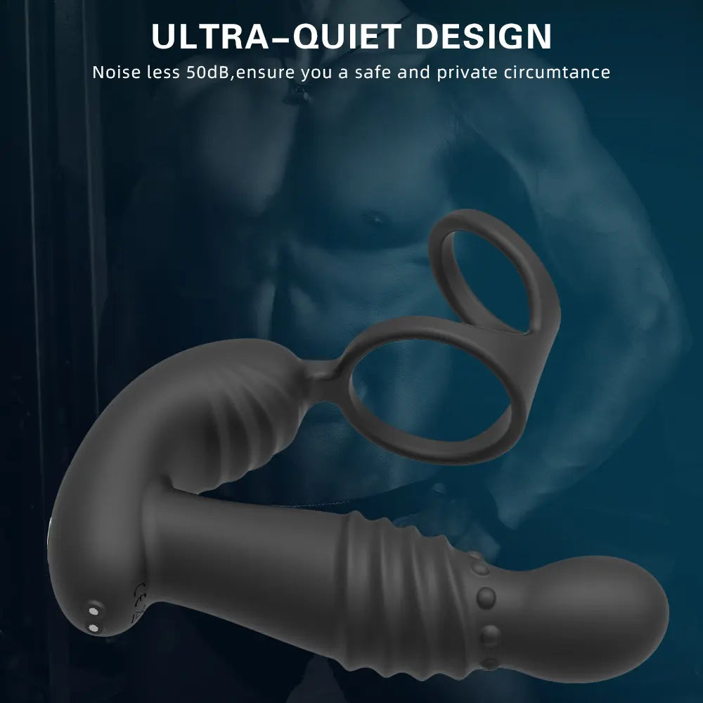 Thrusting Prostate Massager & Vibrating Cock Ring Anal Toy