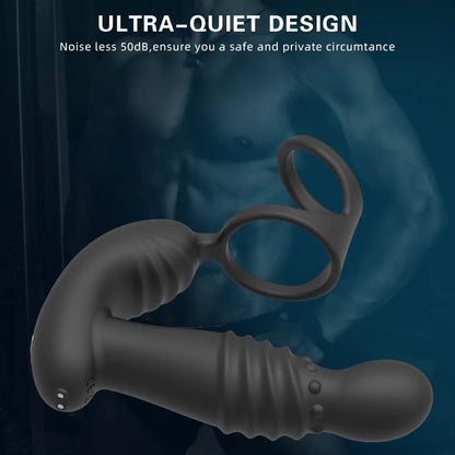 Thrusting Prostate Massager & Vibrating Cock Ring Anal Toy
