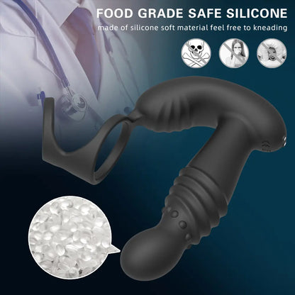 Thrusting Prostate Massager & Vibrating Cock Ring Anal Toy