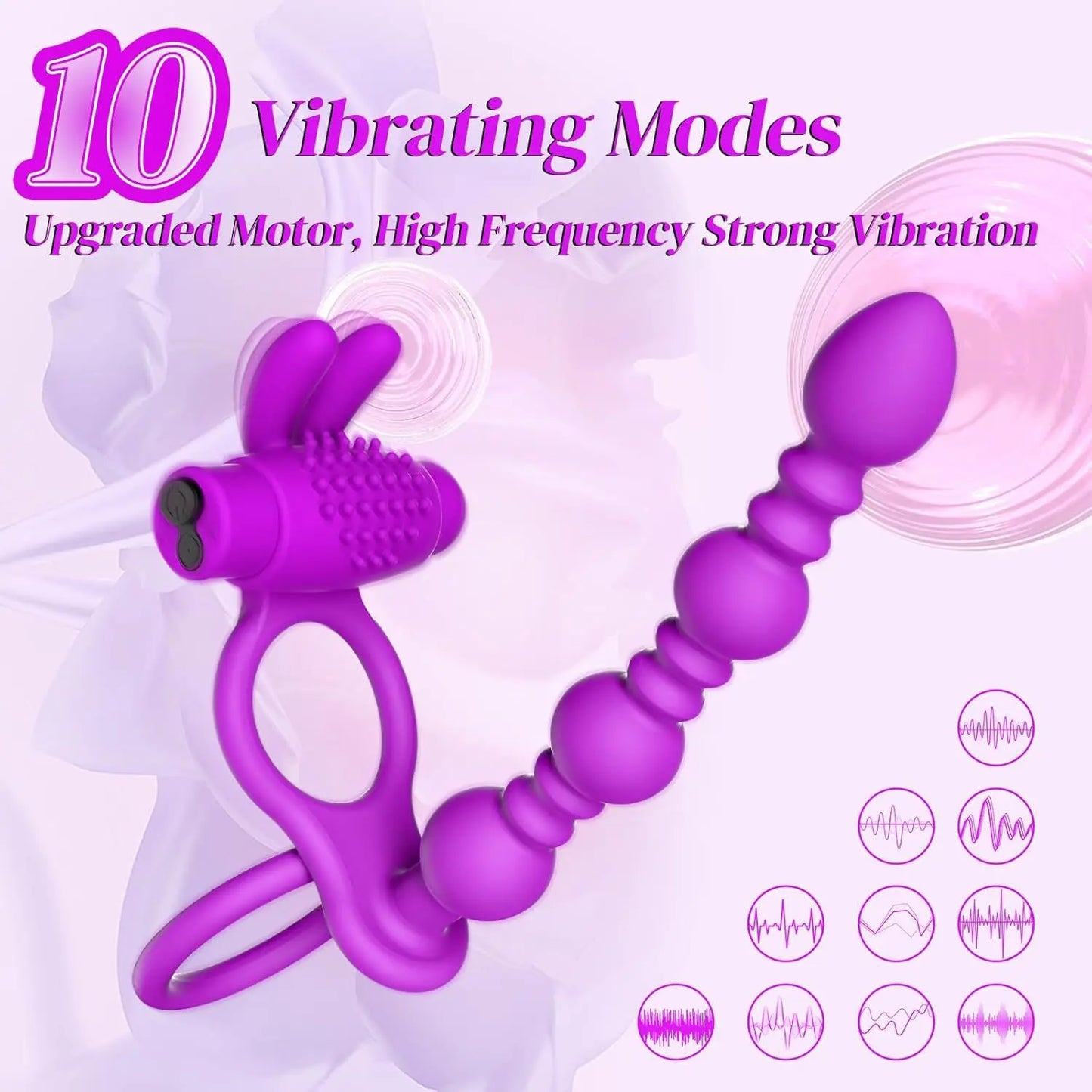 Vibrating Anal Beads Cock Ring - 10-Speed Prostate Massager & Anal Plug - image 3