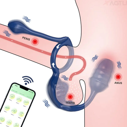 4-in-1 Vibrating Cock Ring with APP | Couples G-Spot & Perineum Vibrator