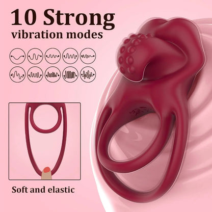 Vibrating Cock Ring with G-Spot Vibrator & Clitoral Licking - image 5