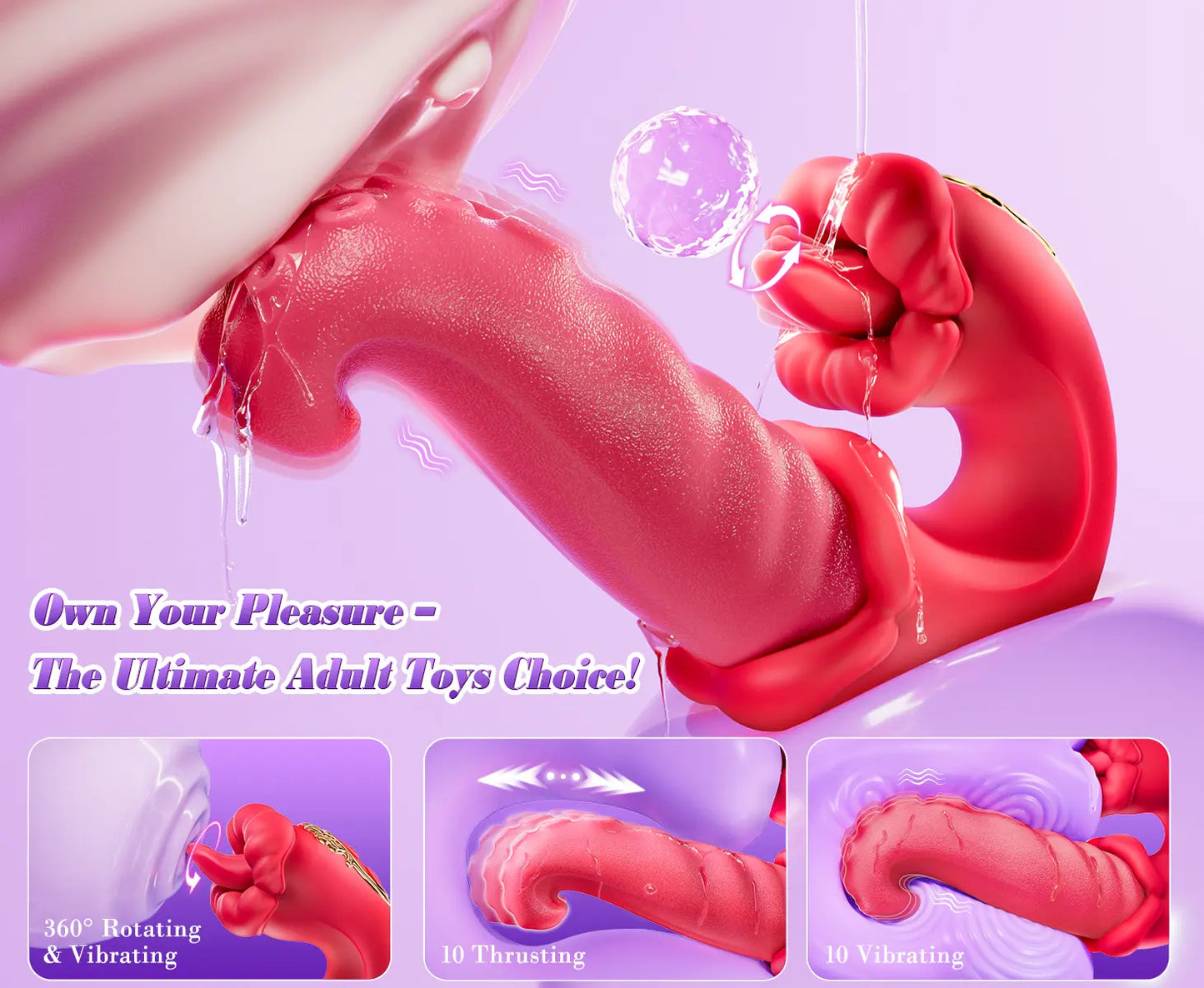 360° Rotating Tongue Personal Massager - 10 Thrusting & Vibration Modes Intimate Device for Women