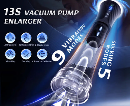 Male Masturbator Penis Pump - Transparent Visual Male Sex Toys , APP Control Vibrating Spring & Power Suction Masturbation G...