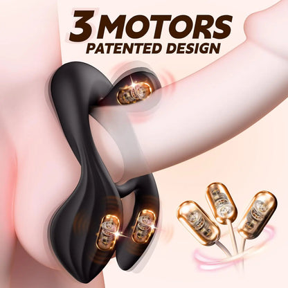 3-Motor Vibrating Cock Ring - Remote Testicle & Clit Stimulator for Couples - image 2