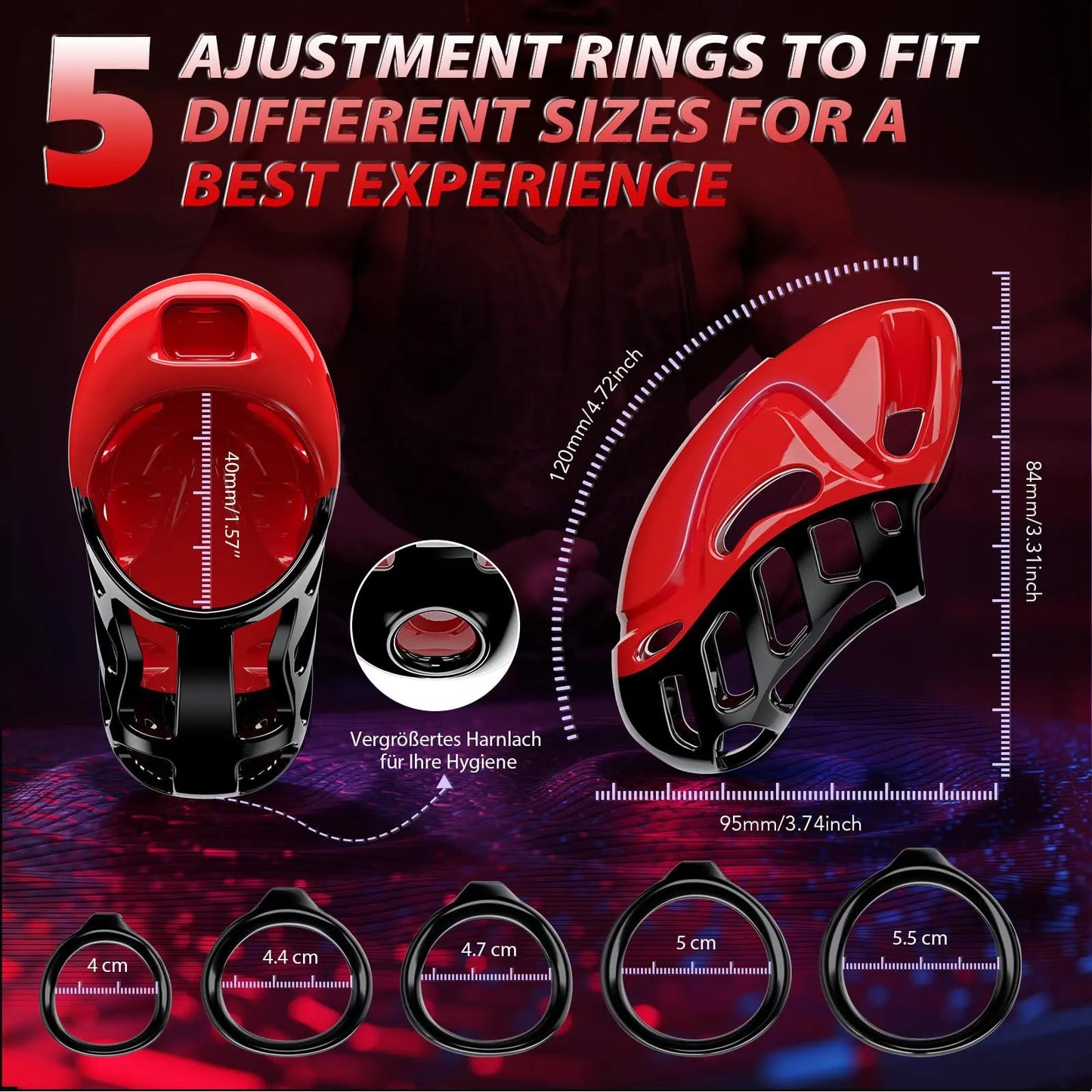 Vibrating Male Chastity Cage with Remote | 10 Modes & 5 Ring Sizes - image 4