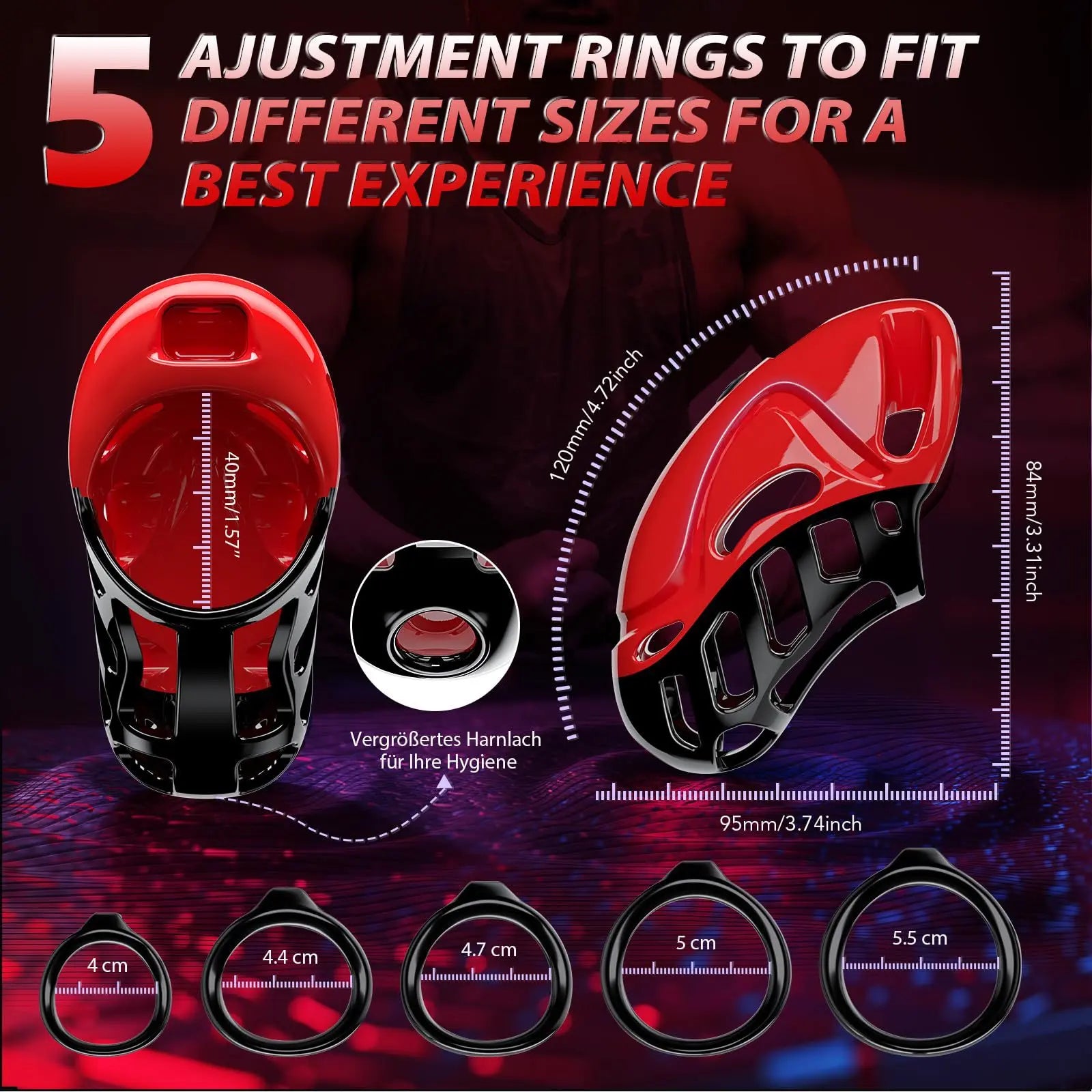 Vibrating Male Chastity Cage with Remote | 10 Modes & 5 Ring Sizes - image 4