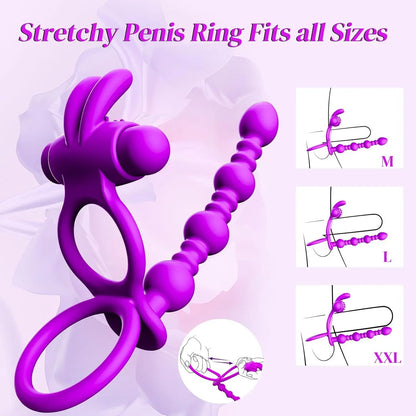Vibrating Anal Beads Cock Ring - 10-Speed Prostate Massager & Anal Plug - image 4