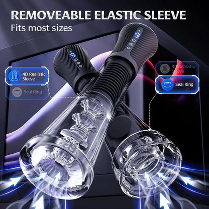 Male Masturbator Penis Pump - Transparent Visual Male Sex Toys , APP Control Vibrating Spring & Power Suction Masturbation G...