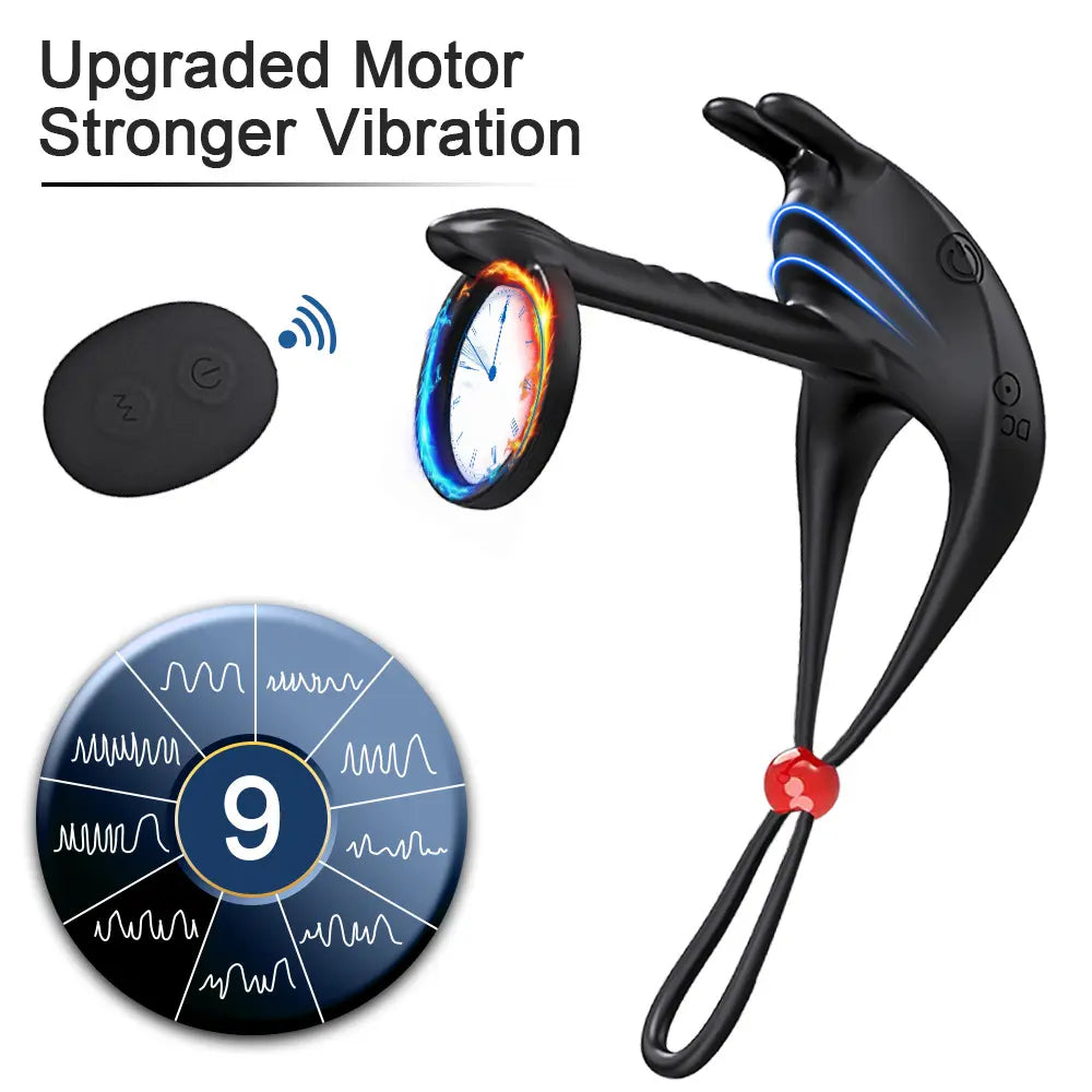 Remote Control Vibrating Cock Ring with Rose Vibrator for Couples