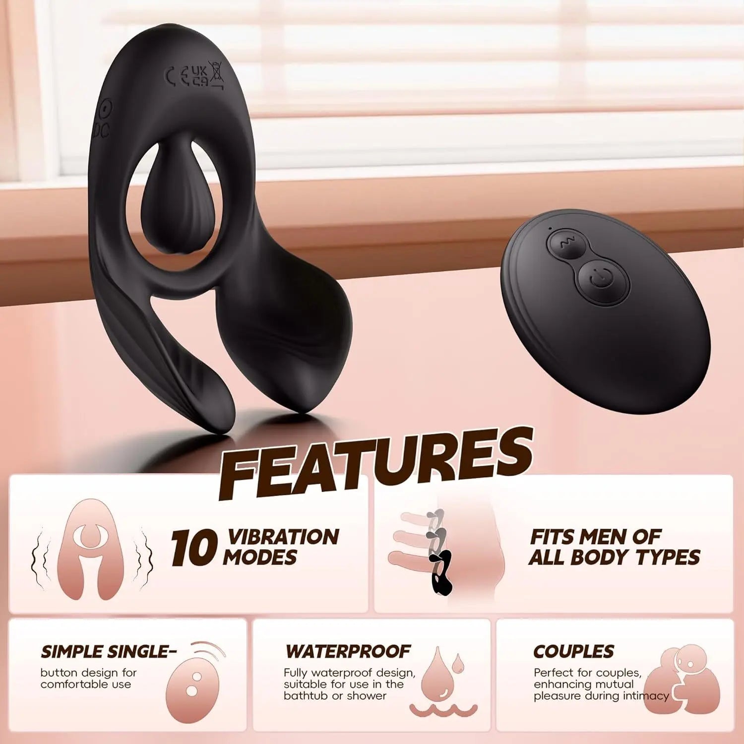 3-Motor Vibrating Cock Ring - Remote Testicle & Clit Stimulator for Couples - image 5