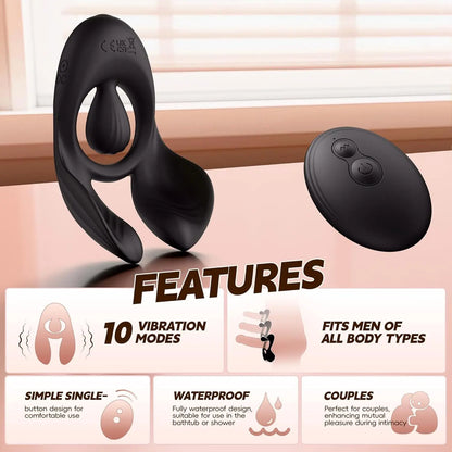3-Motor Vibrating Cock Ring - Remote Testicle & Clit Stimulator for Couples - image 5