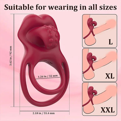 Vibrating Cock Ring with G-Spot Vibrator & Clitoral Licking - image 8