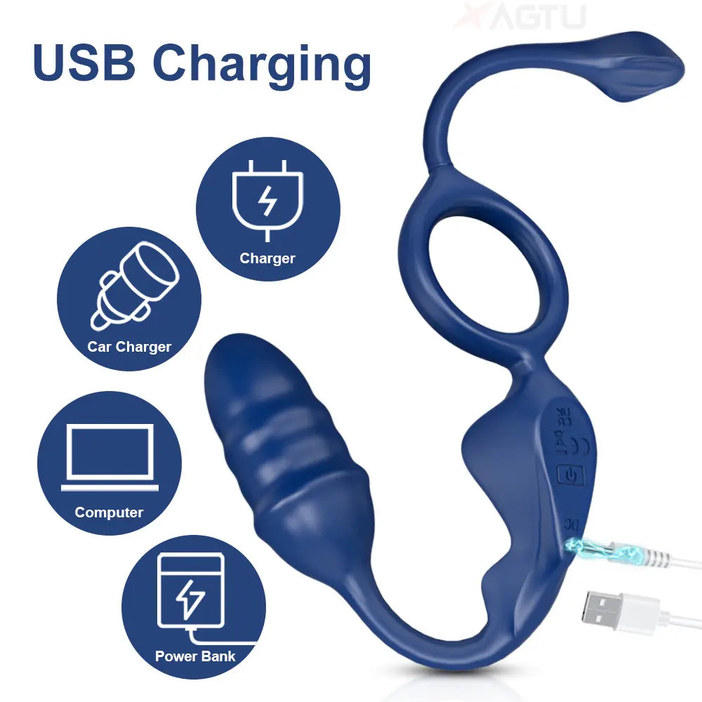 4-in-1 Vibrating Cock Ring with APP | Couples G-Spot & Perineum Vibrator