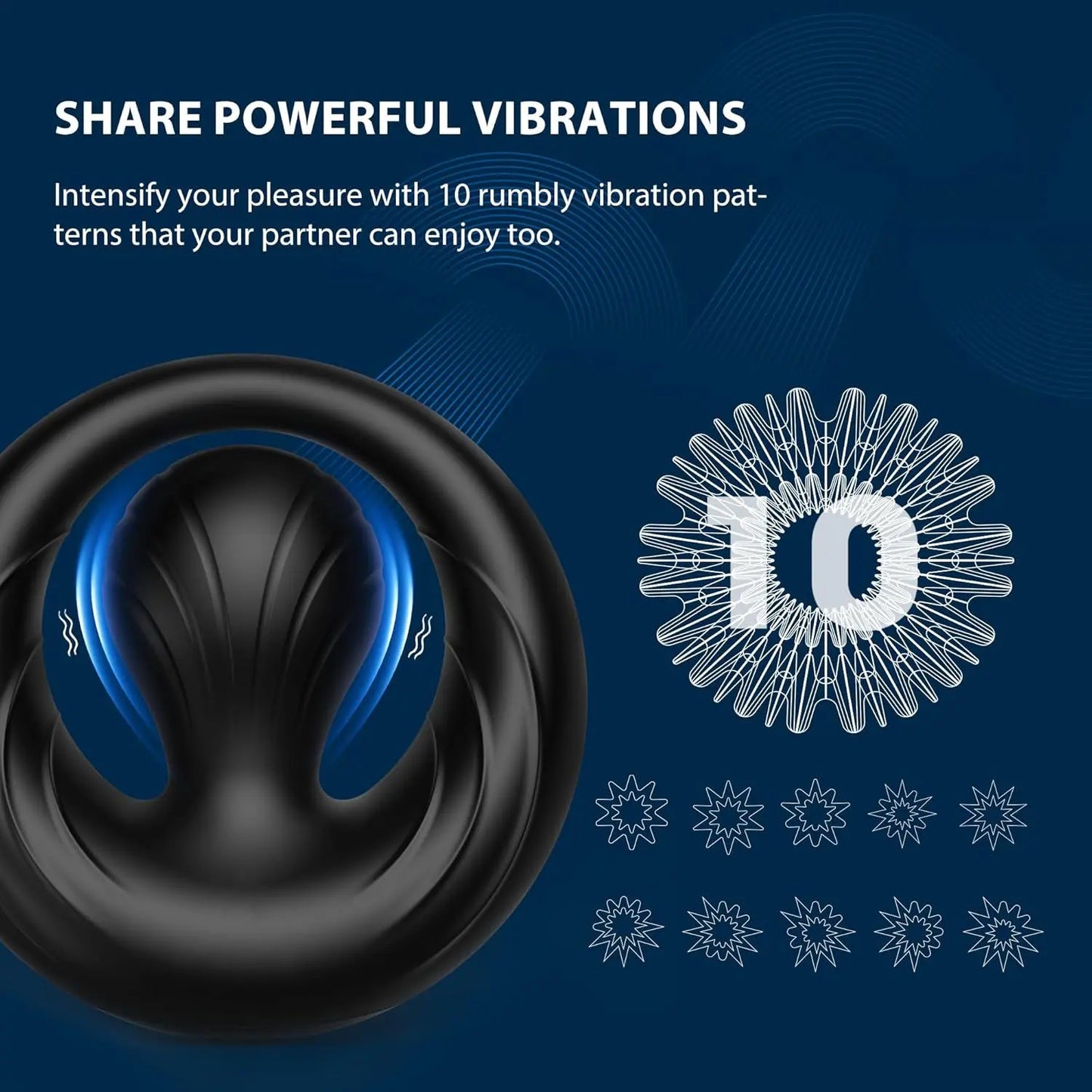Vibrating Cock Ring with Support Ball - 10 Modes Male Toy