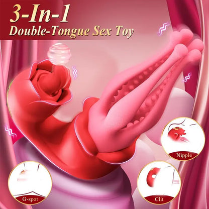 Octopus 5-Tentacle Vibrator - 3-in-1 Double-Tongue Sucking Toy