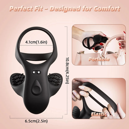 Vibrating Cock Ring Mens Sex Toys, Silicone Penis Ring Vibrator Sex Toys for Mens Testicles Stimulator - image 5