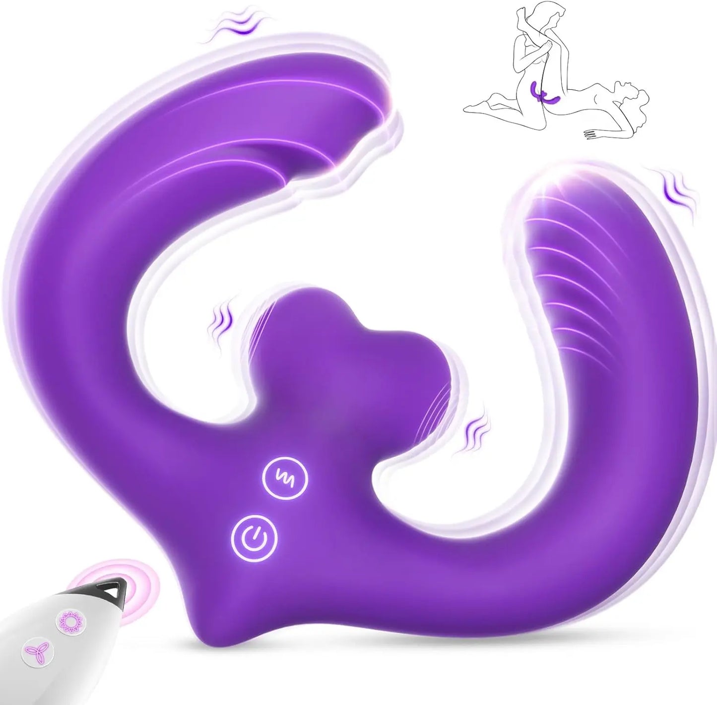 Remote Control Double Ended Dildo - 7 Modes Strapless Vibrating Strap-on for Couples