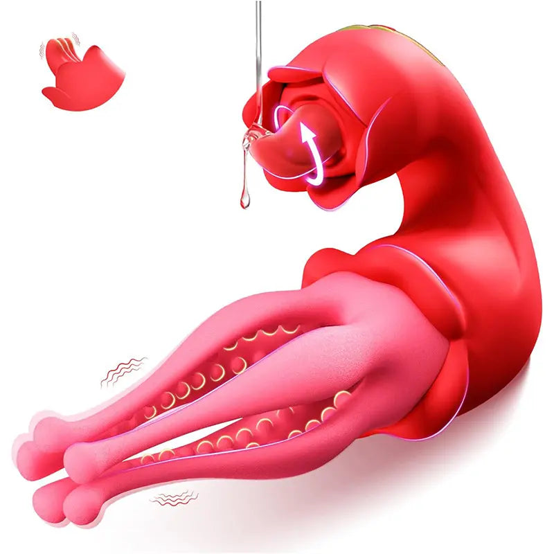 Octopus 5-Tentacle Vibrator - 3-in-1 Double-Tongue Sucking Toy