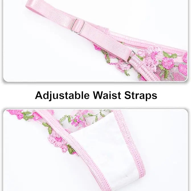 Sexy Embroidered Mesh Lingerie Set - Sheer Underwire Bra & Panty