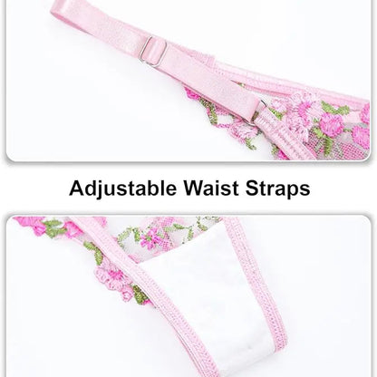 Sexy Embroidered Mesh Lingerie Set - Sheer Underwire Bra & Panty