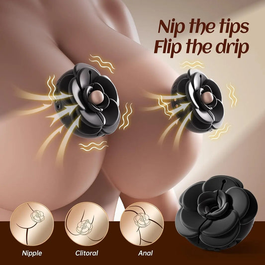 Rose Nipple Clamps & Vibrating BDSM Toys | 9 Modes & Adjustable