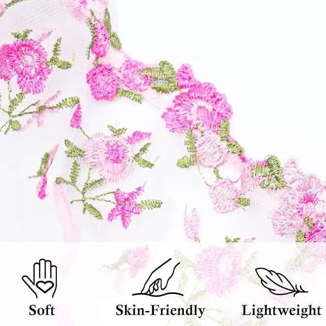 Sexy Embroidered Mesh Lingerie Set - Sheer Underwire Bra & Panty