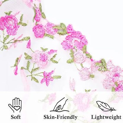 Sexy Embroidered Mesh Lingerie Set - Sheer Underwire Bra & Panty