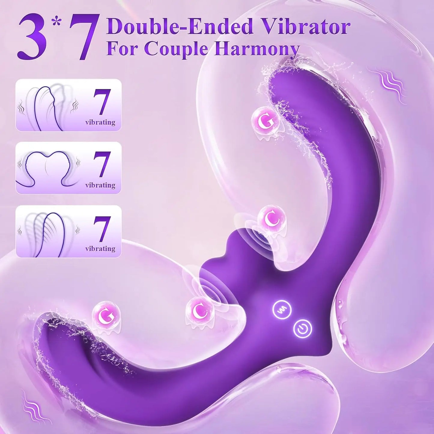 Remote Control Double Ended Dildo - 7 Modes Strapless Vibrating Strap-on for Couples