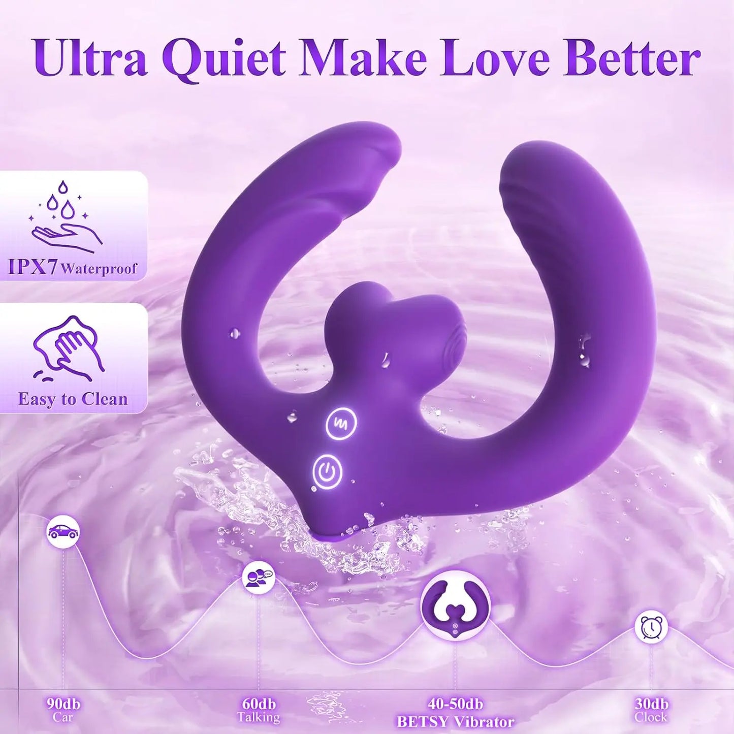 Remote Control Double Ended Dildo - 7 Modes Strapless Vibrating Strap-on for Couples