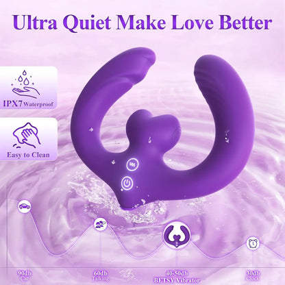 Remote Control Double Ended Dildo - 7 Modes Strapless Vibrating Strap-on for Couples