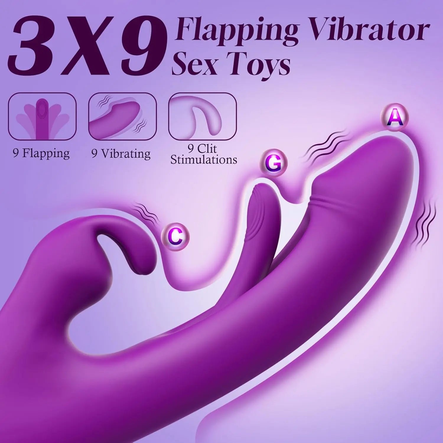 3-in-1 Flapping Rabbit Vibrator - 9 Tongue Licking & G-Spot Modes - image 4