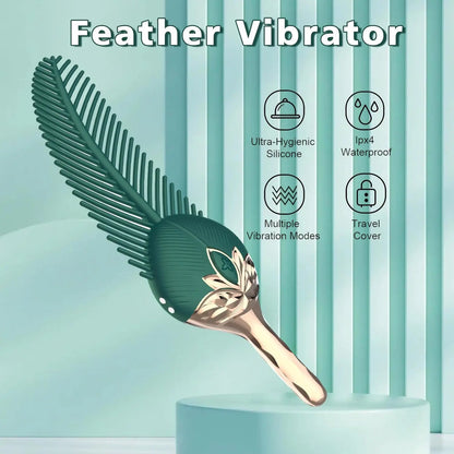 Vibrating Peacock Feather Tickler - 10 Modes Silicone Sex Teaser for Foreplay - image 3