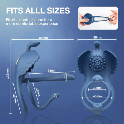 4-in-1 Vibrating Cock Ring & Penis Sleeve for Couples | Sex Toy