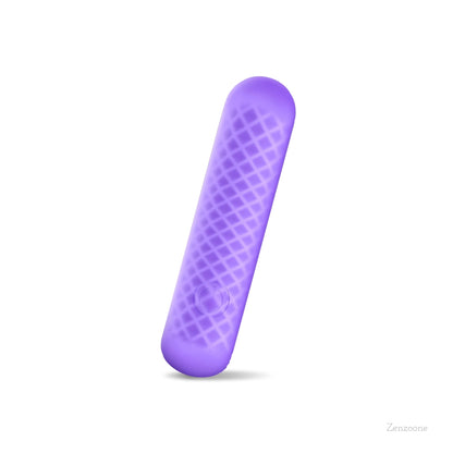 Zenzoone textured silicone vibrator: purple intimate adult toy with grid pattern, body-safe material, and discreet design for personal use (includes discreet shipping)