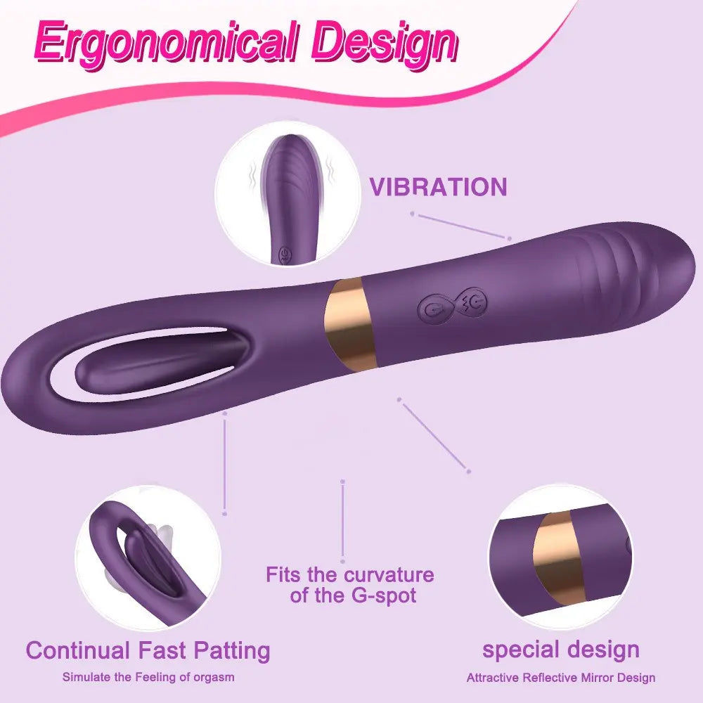 Continual Fast patting,simulate the feeling of orgasm.fits the curvature of the G-spot.sprcial design,attractive reflective mirror design