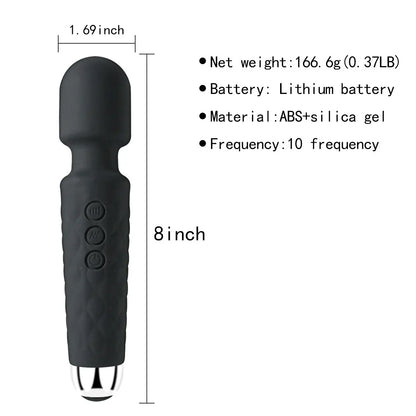 Net weight:166.6g(0.37LB)Battery:Lithium battery,Material:ABS+silicagel,Frequency:10 frequency