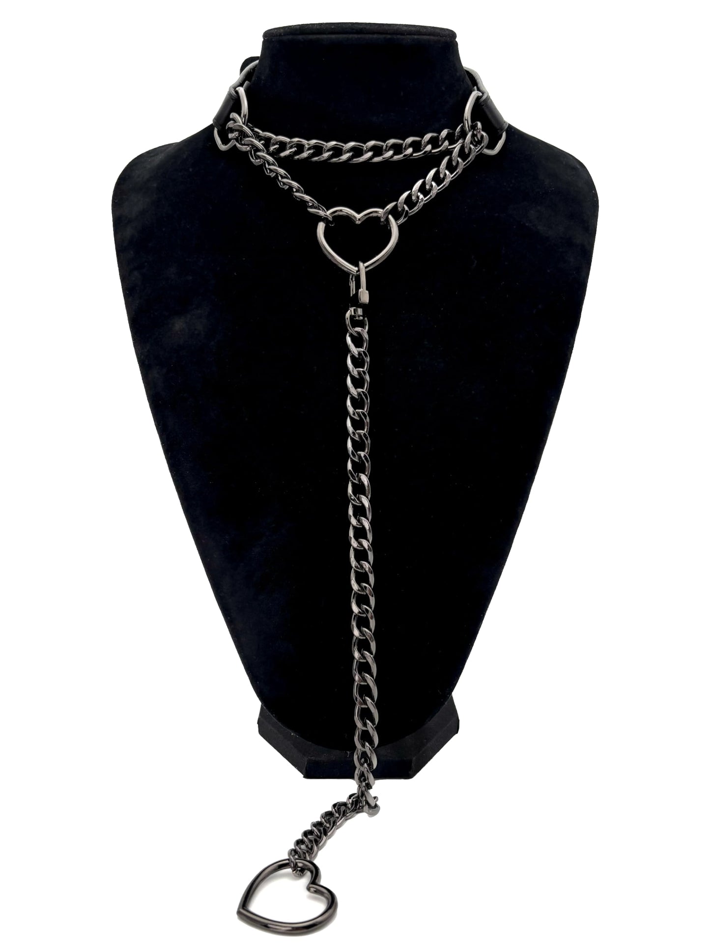 Women's heart-shaped O-ring chain choker necklace