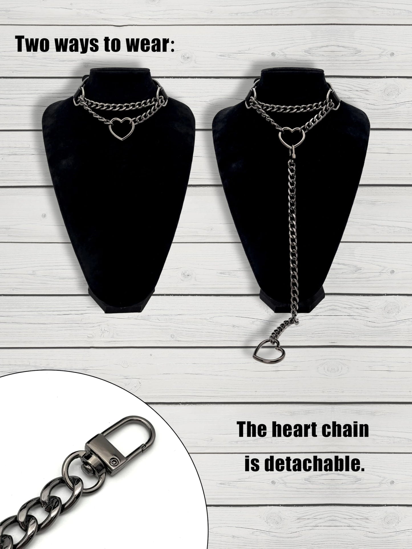 Women's heart-shaped O-ring chain choker necklace