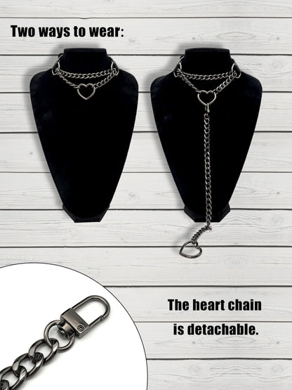 Women's heart-shaped O-ring chain choker necklace