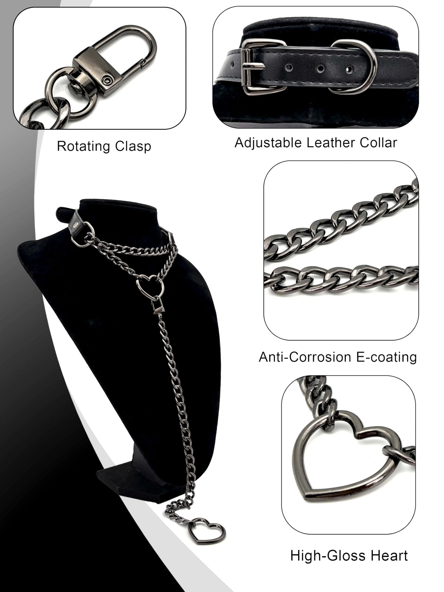 Women's heart-shaped O-ring chain choker necklace