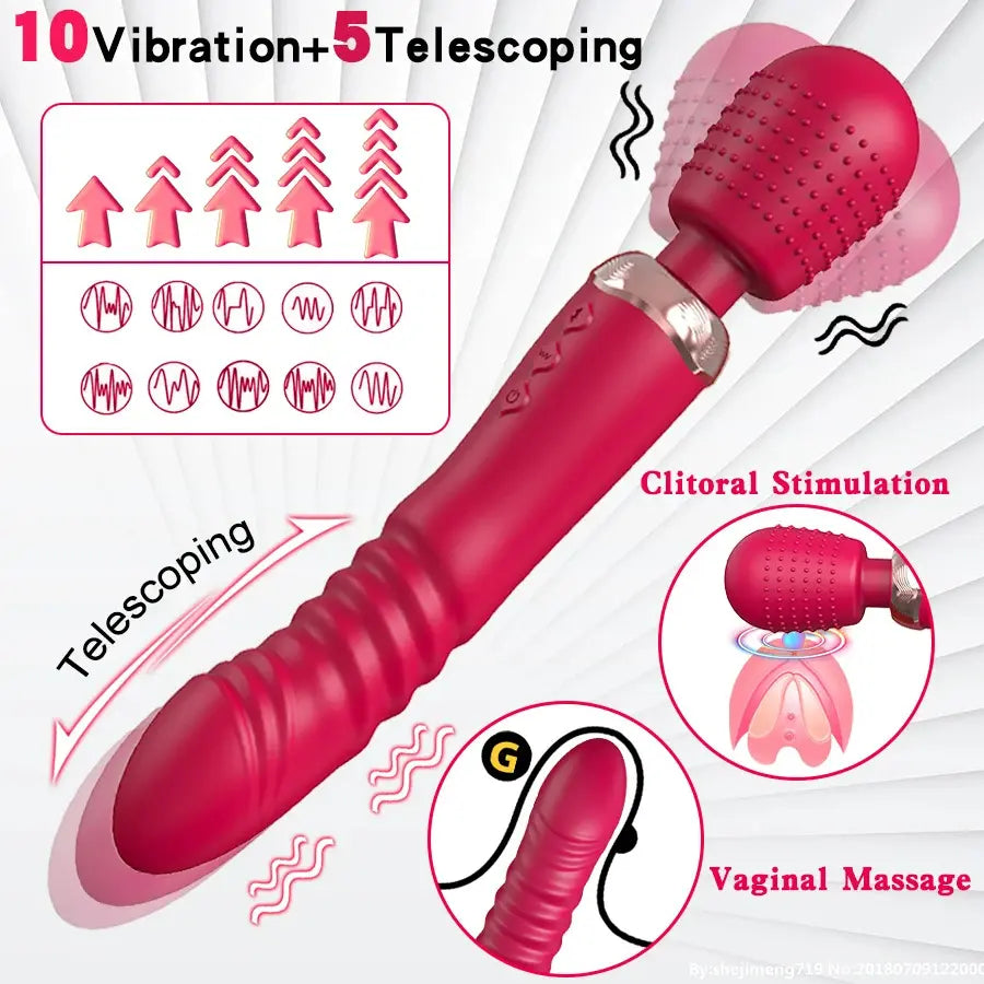 Telescoping Vibrator Wand & G-Spot Dildo | 15 Modes