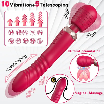 Telescoping Vibrator Wand & G-Spot Dildo | 15 Modes