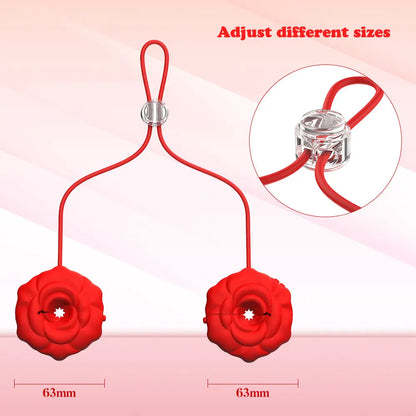 9 Mode Rose Nipple Clamps Vibrator - Adjustable BDSM Toys for Couples