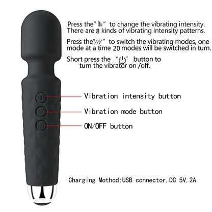 G-Spot Vibrator Wand - 20 Modes & 8 Speeds for Women