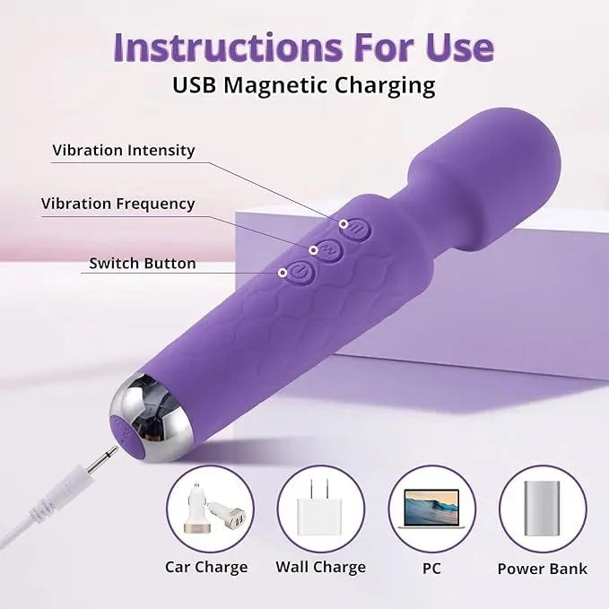 G-Spot Vibrator Wand - 20 Modes & 8 Speeds for Women