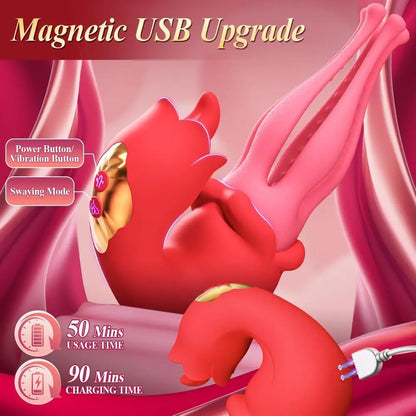 Octopus 5-Tentacle Vibrator - 3-in-1 Double-Tongue Sucking Toy
